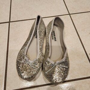 Feversole silver glitter ballet flats